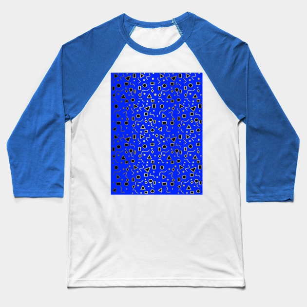 BLUE And Black Geometric Shapes Baseball T-Shirt by SartorisArt1